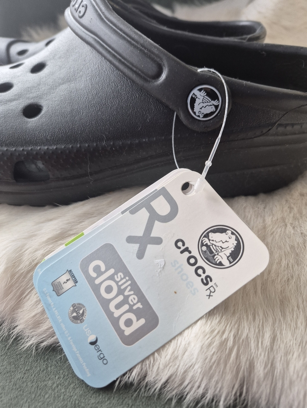 Silver Cloud CROCS Classic Clog in Black Dibetics And Sensitive Feet - Picture 5 of 11